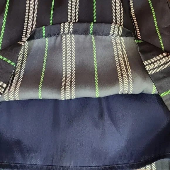 Beautifully Couture Blue Green Striped Sleeveless Lined V-Neck Dress, Small - Picture 5 of 8